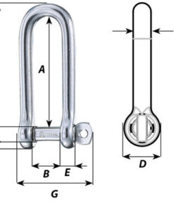 Alternative view of Grillo lungo a D con perno imperdibile - Diametro 6 mm