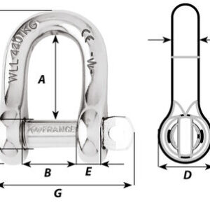 Alternative view of Grillo a D con perno prigioniero - Diametro 6 mm