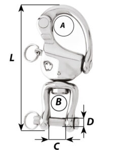 Alternative view of Moschettone HR con perno girevole - Lunghezza: 90 mm